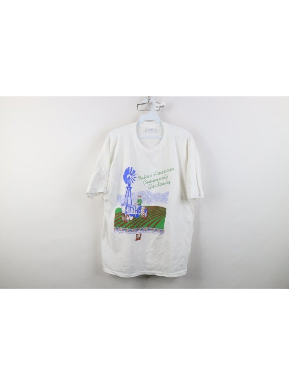 Vintage 90s Mens XL Native American Community Gardening Farming T-Shirt White